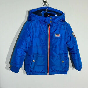 Tommy Hilfiger Boy Puffer Full Zip Jacket Fleece Lining Removeable Hood 24 Mos